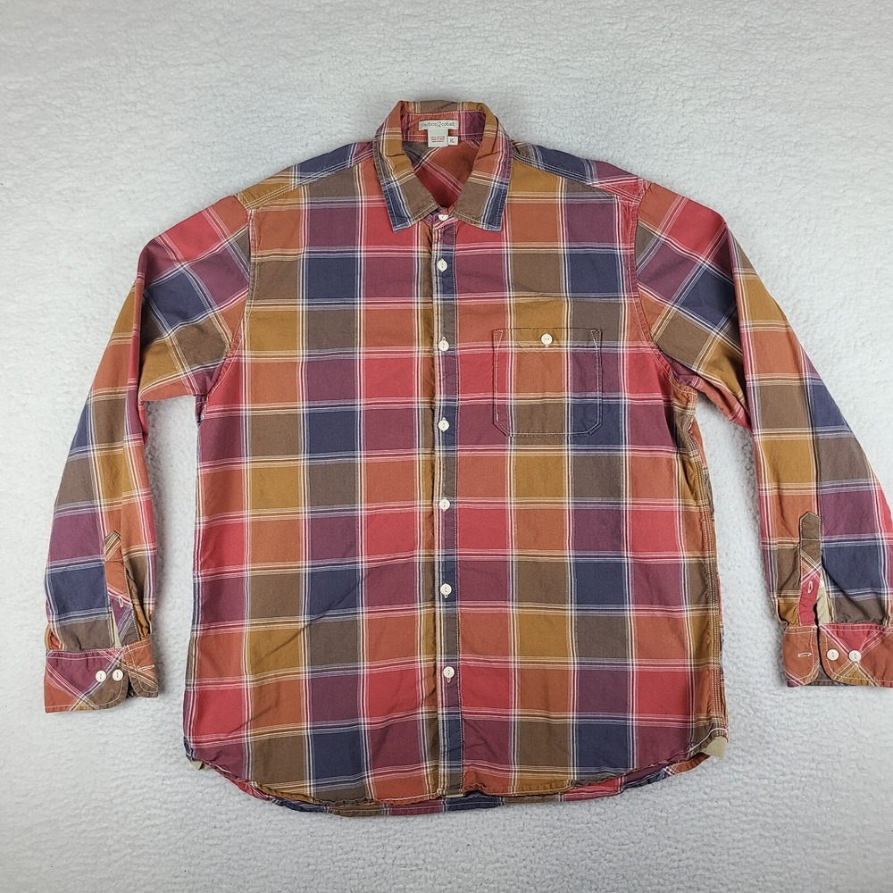Carbon 2 Cobalt Shirt Mens XL‎ Blue Red Orange Plaid Check Dress Button Down